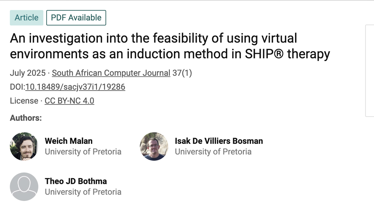 An investigation into the feasibility of using virtual environments as an induction method in SHIP® therapy